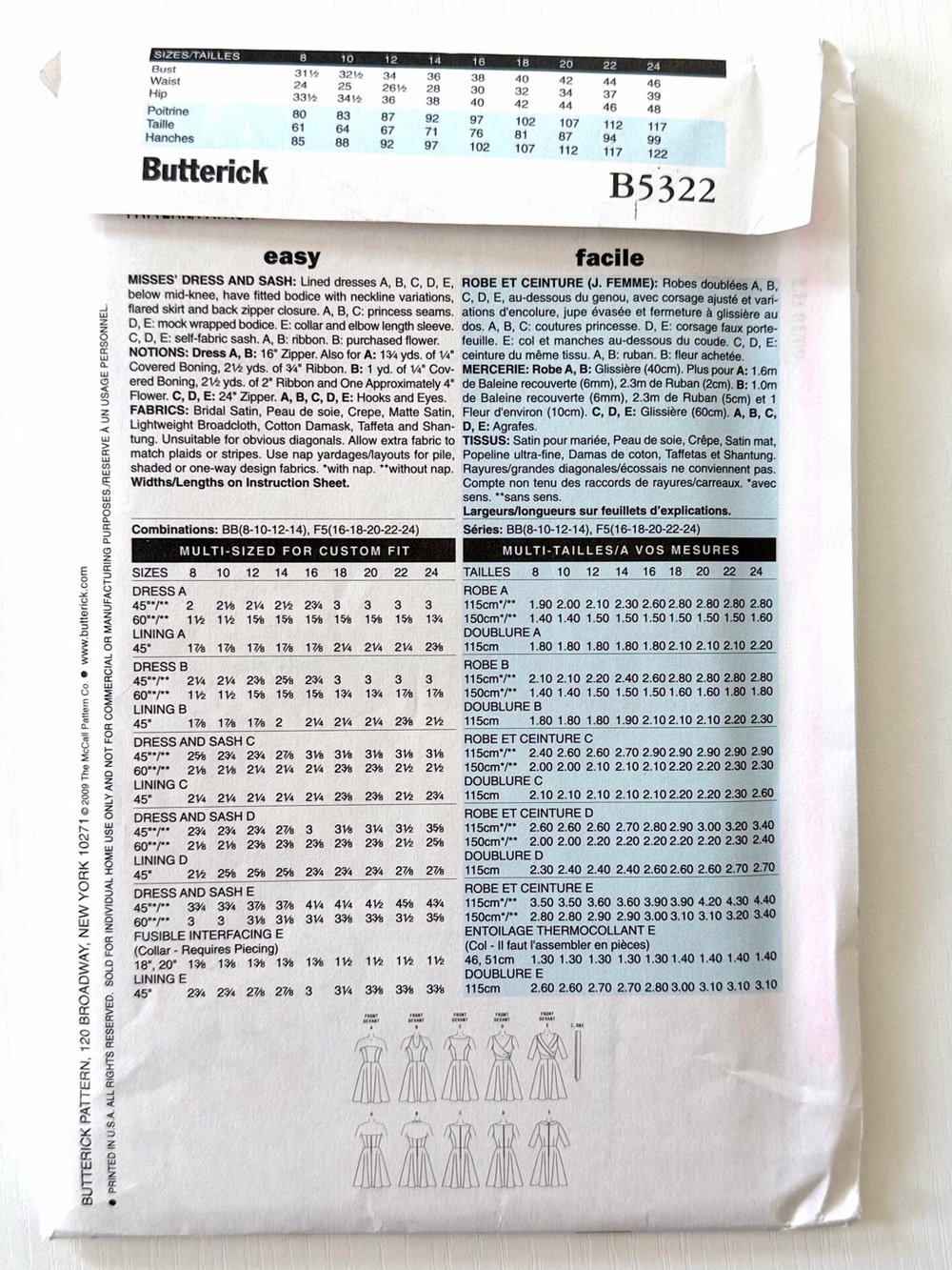 Uncut Butterick Fit n flair Dress neckline & sleeve variations Pattern sz 8-14 - Picture 5 of 16
